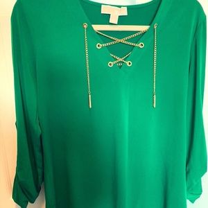 Vibrant Green Michael Kors Gold Chain Shirt